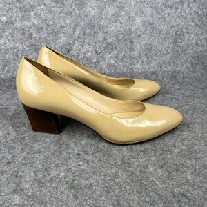 COLE‎ HAAN Women's Nude LEATHER Patent Leather Block Heel SIZE 9 B $220.00 MSRP